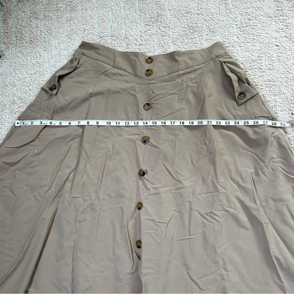 NWT Belle Poque Tan Midi Skirt Vintage Pinup Inspired Rockabilly Safari Size 2X - Picture 8 of 10